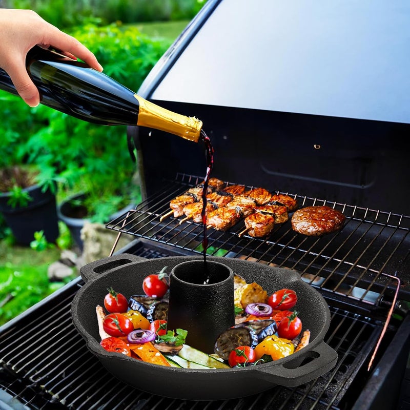 Acshio Cast Iron Chicken Roaster, Beer Can Chicken Holder Turkey Fryer with Roasting Pan, Poultry Roaster Stand Barbecue Grilling Accessories Rack for Most Grills and Oven Thanksgiving - Image 5